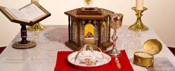 Coptic Orthodox liturgical altar and vessels